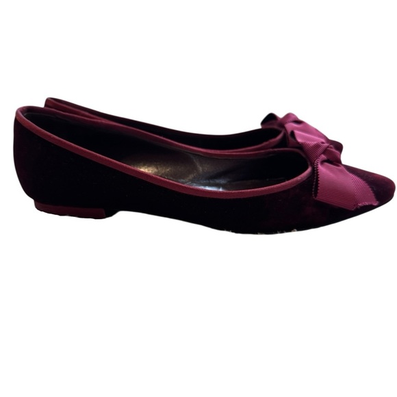 Dior Deep Red Velvet Women's Flats - Picture 3 of 6